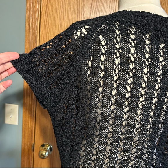 Tribal X-Large sweater Open Knit Short Sleeve Cardigan Crochet‎ whimsical - Picture 3 of 10